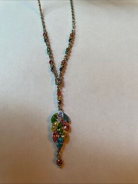 Multicolor Crystal Teardrop Pendant Necklace - Women Jewelry